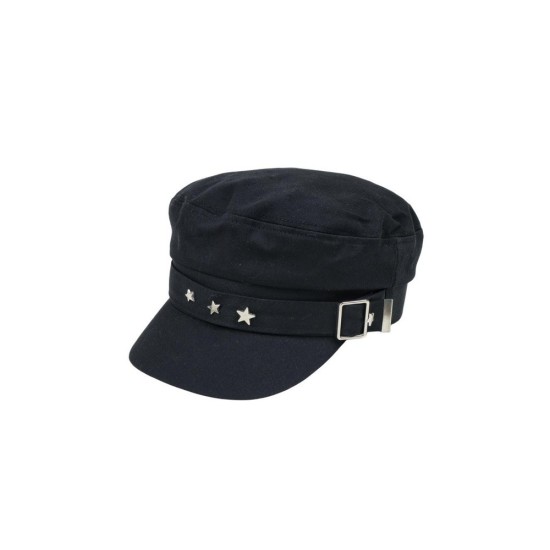 Stars Beret Hat: Fashionable Flat Top Navy Cap, Vintage Eight-Panel Hat for Women