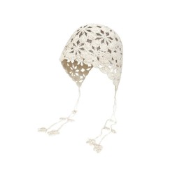 Hand-Knit Lace Beret with Tassels and Ear Flaps for Women