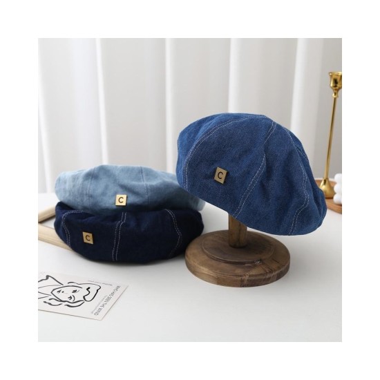 Fashion Beret Hat for Women: Style Denim Painter Cap with Slimming Fit