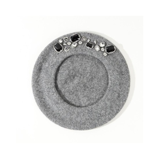 Warm Wool Beret with Rhinestones | Yena Jang Inspired Autumn Winter Hat