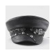 Punk Style Leather Beret with Studs - Slimming Navy Peaked Cap