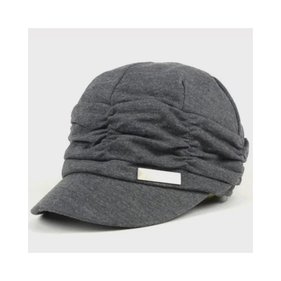 Fashion Beret with Pleated Detail | Winter Flat Top Military Style Hat