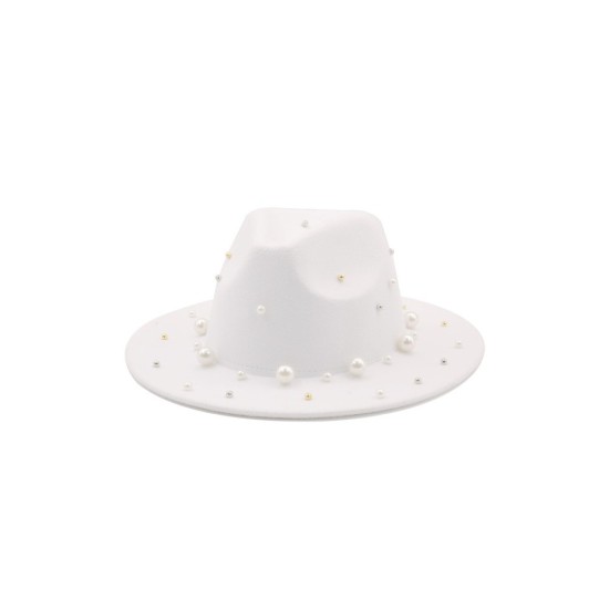 Fashion Wool Beret Hat with Pearl Accent - Unisex Vintage Style for Women and Men