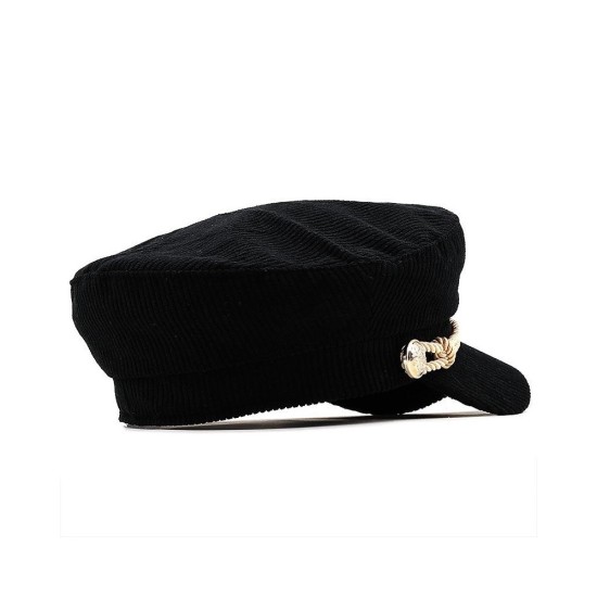 Vintage Corduroy Beret Hat for Women - Style Painter Cap with Classic Eight-Panel Design