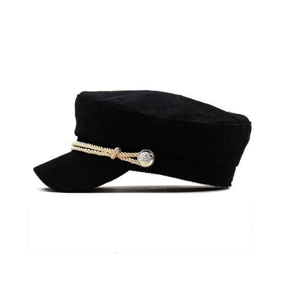 Vintage Corduroy Beret Hat for Women - Style Painter Cap with Classic Eight-Panel Design
