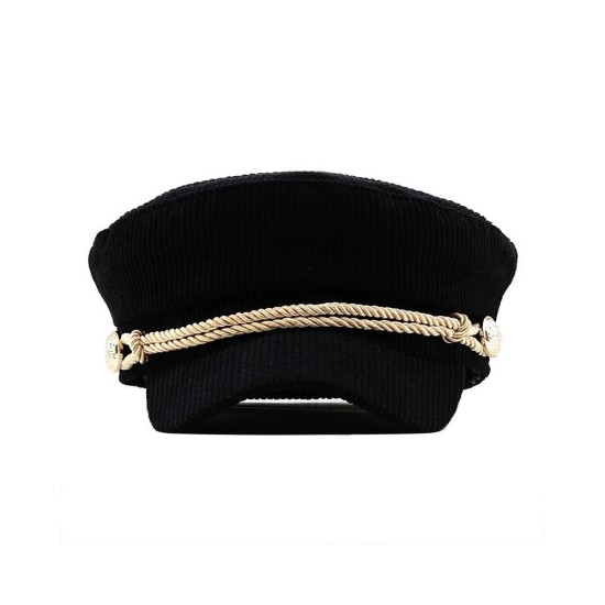 Vintage Corduroy Beret Hat for Women - Style Painter Cap with Classic Eight-Panel Design