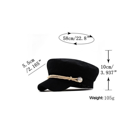 Vintage Corduroy Beret Hat for Women - Style Painter Cap with Classic Eight-Panel Design