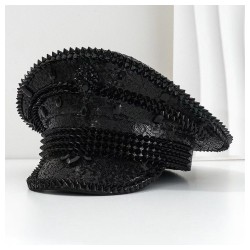 Rhinestone Sailor Hat Punk Beret for Women - Silver Sequin Cold-Weather Cap, Edgy Style