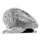 Rhinestone Sailor Hat Punk Beret for Women - Silver Sequin Cold-Weather Cap, Edgy Style