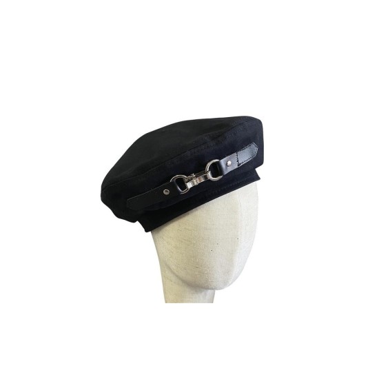 Metal Buckle Beret Hat for Women - Windproof Artist Cap with Leather Accent, Warm Octagonal Sailor Hat, Stylish Painter Beret