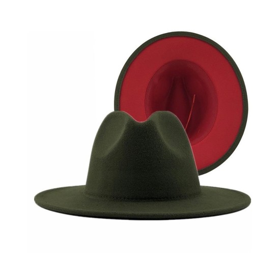 Elegant Wool Fedora Hat | Red Lining & Folk Style Felt Cloche