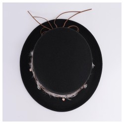 Bohemian Felt Fedora Hat with Feather Trim, Unisex Wool Cloche for Men and Women
