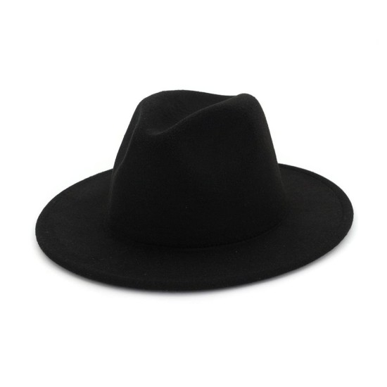 Stylish Wool Felt Fedora Hat for Men and Women - Classic Wide Brim Unisex Jazz Cap