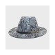 Faux Wool Felt Fedora Hat with Snake Print | Wide Brim Travel Cloche for Women