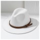 Unisex Wool Felt Cowboy Hat with Leather Strap - Classic Brown Fedora for Beach and Casual Wear