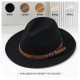 Unisex Wool Felt Cowboy Hat with Leather Strap - Classic Brown Fedora for Beach and Casual Wear
