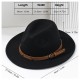 Unisex Wool Felt Cowboy Hat with Leather Strap - Classic Brown Fedora for Beach and Casual Wear