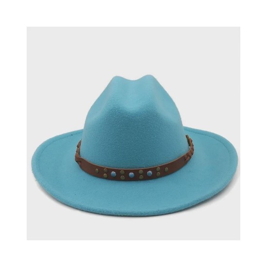 Wool Felt Fedora Hat for Women and Men | Wide Brim Western Cowboy Style with Rolled Edge