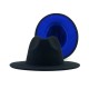 Wool Felt Fedora Hat - Royal Blue with Gold Lining, Bohemian Style Jazz Cap