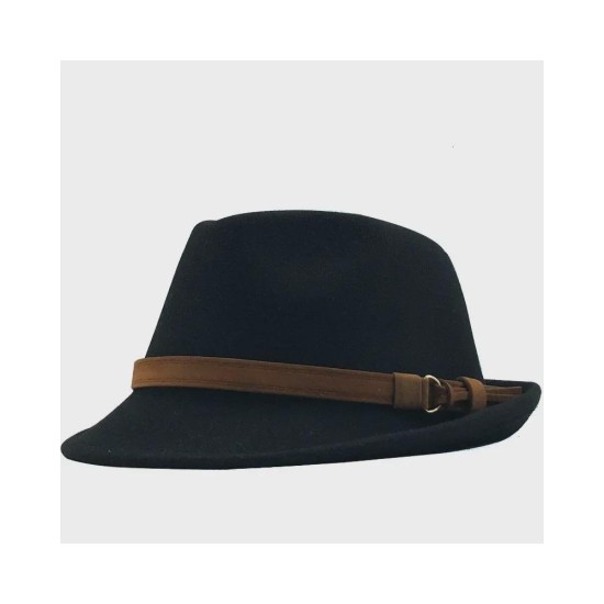 Wool Felt Fedora Hat - Classic Unisex Style Wide Brim Jazz Cap