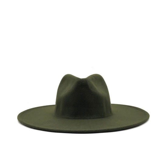Wool Felt Wide Brim Fedora Hat for Women and Men - Classic Autumn Winter Style