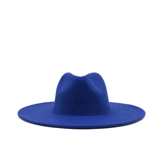 Wool Felt Wide Brim Fedora Hat for Women and Men - Classic Autumn Winter Style