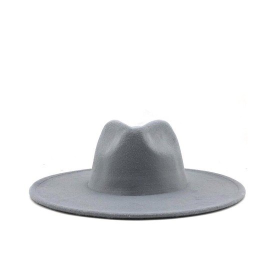 Wool Felt Wide Brim Fedora Hat for Women and Men - Classic Autumn Winter Style