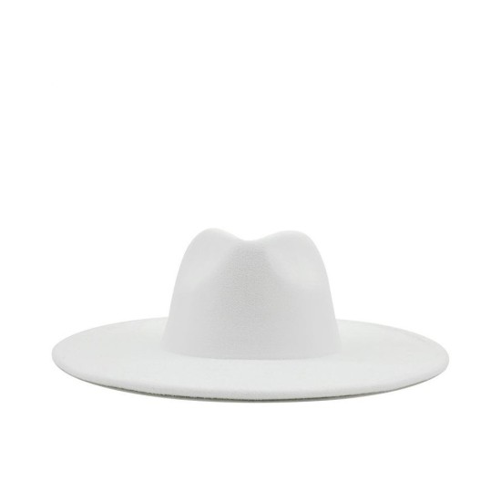 Wool Felt Wide Brim Fedora Hat for Women and Men - Classic Autumn Winter Style