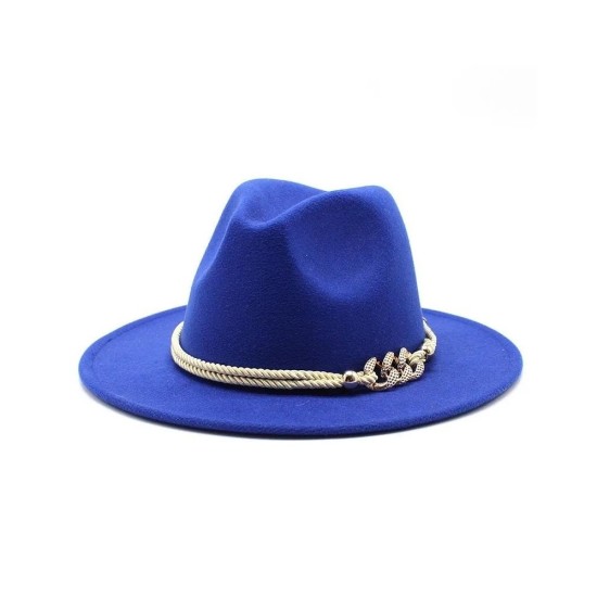 Vintage Western Cowboy Hat for Women & Men - Wool Felt Fedora with Chain & Rope Trim, Autumn Winter Style, Oversized Fit for Lar
