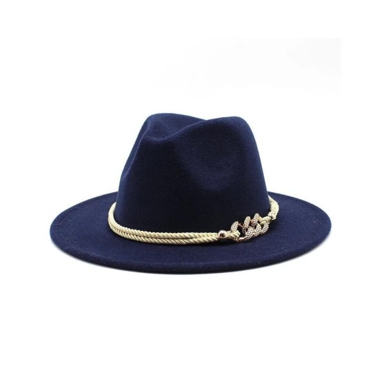 Vintage Western Cowboy Hat for Women & Men - Wool Felt Fedora with Chain & Rope Trim, Autumn Winter Style, Oversized Fit for Lar
