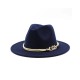 Vintage Western Cowboy Hat for Women & Men - Wool Felt Fedora with Chain & Rope Trim, Autumn Winter Style, Oversized Fit for Lar