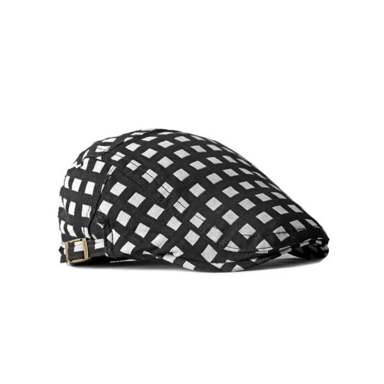 Lightweight Plaid Beret for Men and Women, Vintage Breathable Newsboy Cap, Outdoor Sun Protection Flat Cap