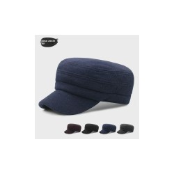 Men's Winter Wool Flat Cap with Ear Flaps, Vintage Military Style Newsboy Hat for Cold Weather