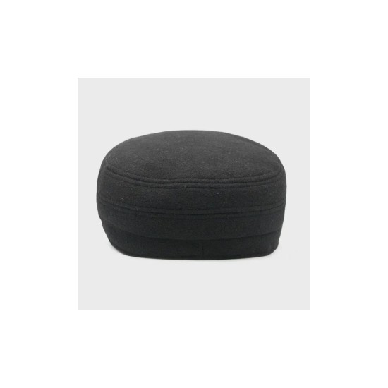Men's Winter Wool Flat Cap with Ear Flaps, Vintage Military Style Newsboy Hat for Cold Weather