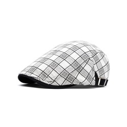 Classic Plaid Newsboy Cap for Men and Women - Cotton Duck Bill Hat for Casual Style and Sun Protection