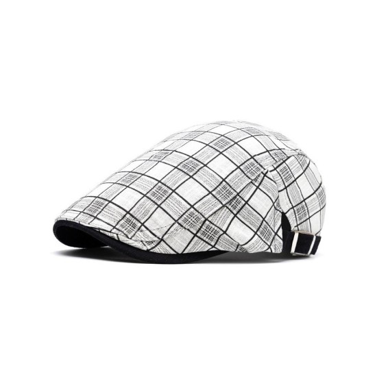 Classic Plaid Newsboy Cap for Men and Women - Cotton Duck Bill Hat for Casual Style and Sun Protection