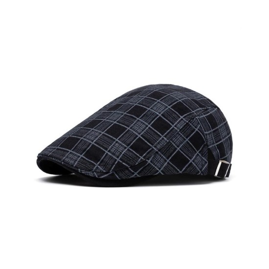 Classic Plaid Newsboy Cap for Men and Women - Cotton Duck Bill Hat for Casual Style and Sun Protection