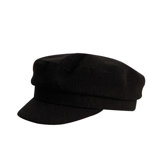 Women's Black Wool Beret Hat | Classic Newsboy Style with Flat Top | Retro Winter Fashion Accessory
