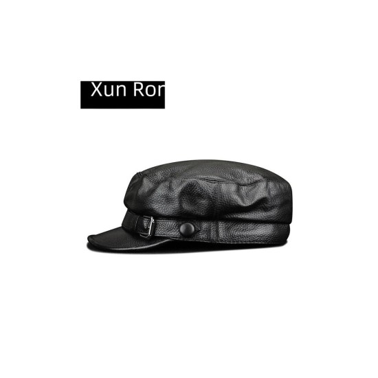Vintage Leather Flat Cap | Classic Newsboy Style for Men and Women