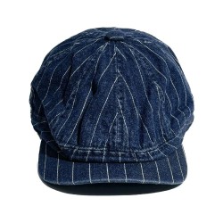 Vintage Washed Cotton Newsboy Cap with Striped Detail - Unisex Retro Style