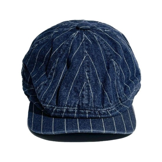 Vintage Washed Cotton Newsboy Cap with Striped Detail - Unisex Retro Style