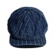 Vintage Washed Cotton Newsboy Cap with Striped Detail - Unisex Retro Style