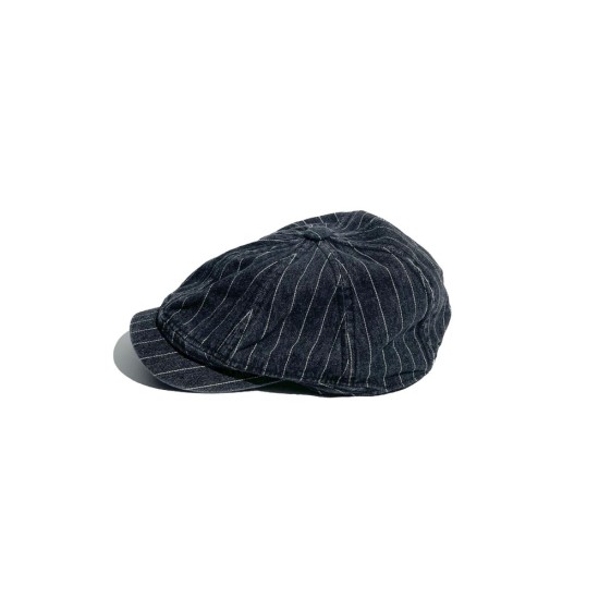 Vintage Washed Cotton Newsboy Cap with Striped Detail - Unisex Retro Style