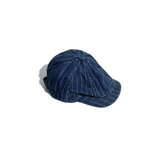 Vintage Washed Cotton Newsboy Cap with Striped Detail - Unisex Retro Style