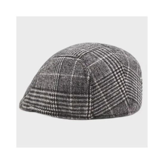 Warm Winter Flat Cap for Men - Classic Wool Blend Newsboy Hat with Brim, Cozy and Stylish Cold Weather Accessory