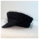 Cotton Newsboy Cap with Mesh Beret Style - Classic Flat Top Hat for Women