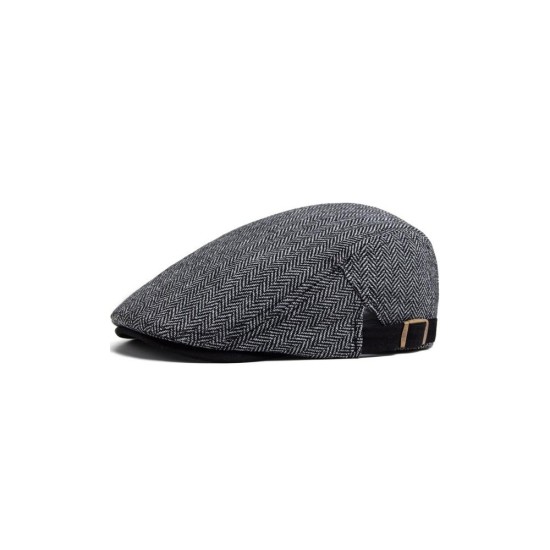 Herringbone Cotton Newsboy Cap for Men | Vintage Style Beret & Flat Cap