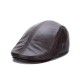 Genuine Leather Flat Cap for Men - Premium Cowhide Driving Hat, Warm Winter Newsboy Cap for Middle-Aged & Senior Men, Stylish Fa