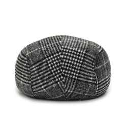 Autumn Winter Men's Herringbone Wool Flat Cap | Retro Gentleman's Casual Newsboy Hat - Warm, Windproof & Stylish