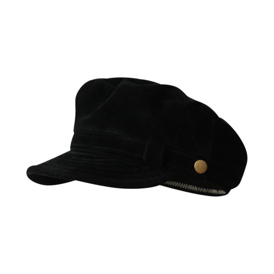 Vintage Navy Flat-Top Newsboy Cap for Women | Suede Texture Painter Hat | Style Casual Autumn Winter Beret